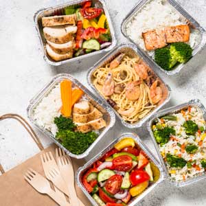 a variety of packaged meals